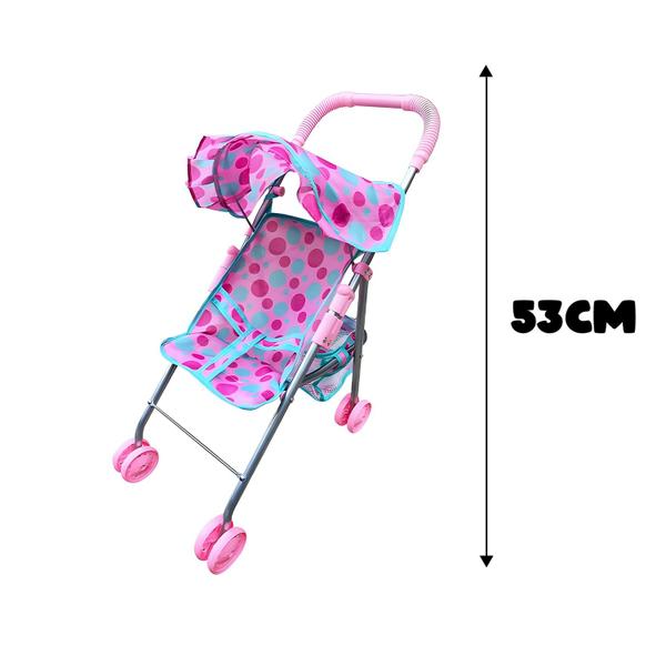 Imagem de Carrinho De Bebê Para Bonecas Passeio Infantil Rosa Brinquedo Para Meninas - Dm Toys