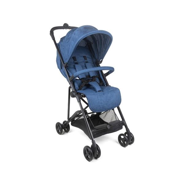 Imagem de Carrinho de Bebê para Passeio Compacto Dobrável Viagem Passeios Reclinável Porta Objeto Recém Nascido Avião Carro Barra Frontal Cesto Azul Baby Style