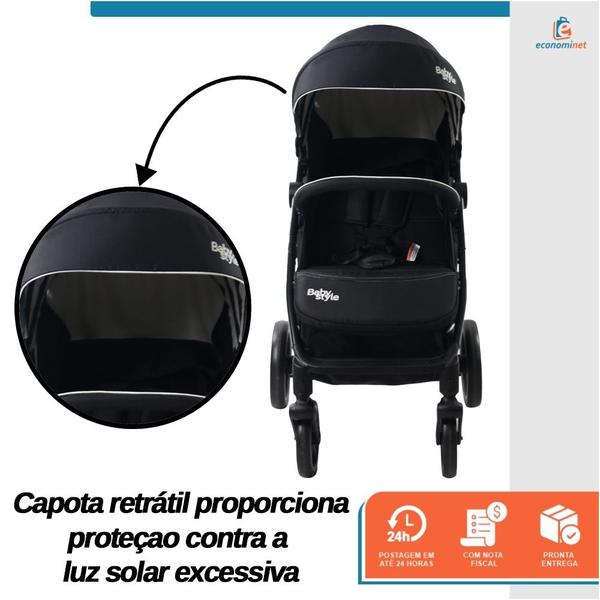 Imagem de Carrinho de Bebê Passeio Assento Reclinável Proteção Solar Cesto Porta-Objetos 0-36 Meses Thunder