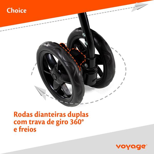 Imagem de Carrinho de Bebê Passeio Choice Voyage 15kg Alça Reversível