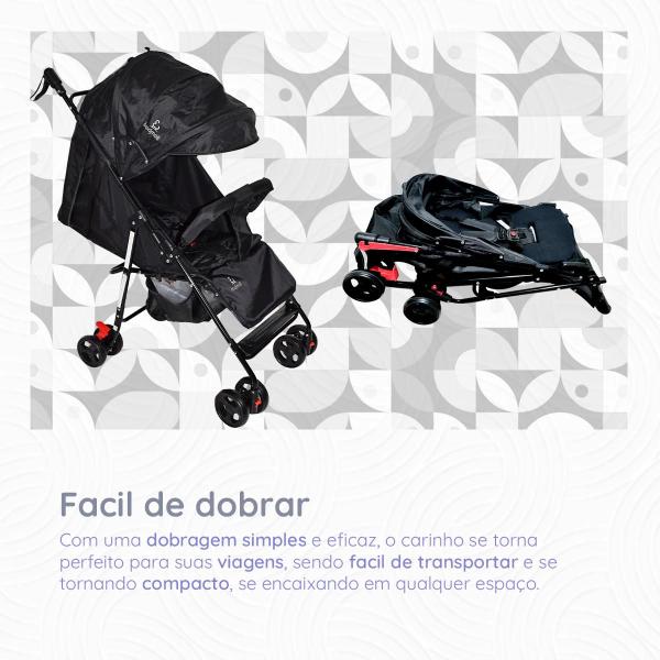 Imagem de Carrinho de Bebê Passeio Menina Menino Compacto Dobrável Reclinável Bamboo + Colchão