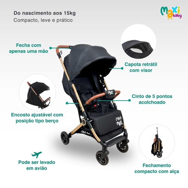 Carrinho de Bebê Passeio Vira Berço NIVI Maxi Baby - - Carrinho de