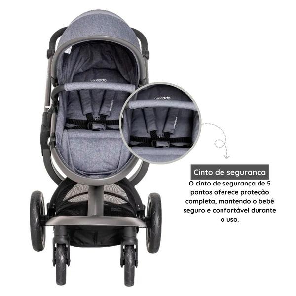 Imagem de Carrinho de Bebê Quantum Melange Azul (15kg) - Kiddo