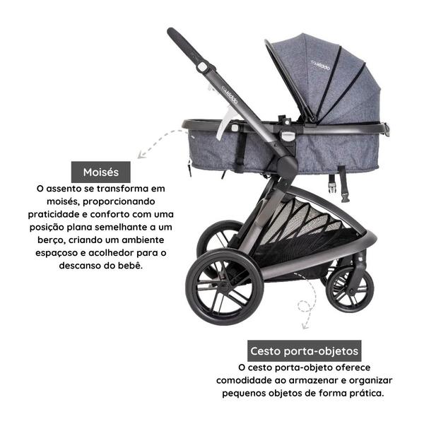 Imagem de Carrinho de Bebê Quantum Melange Azul (15kg) - Kiddo