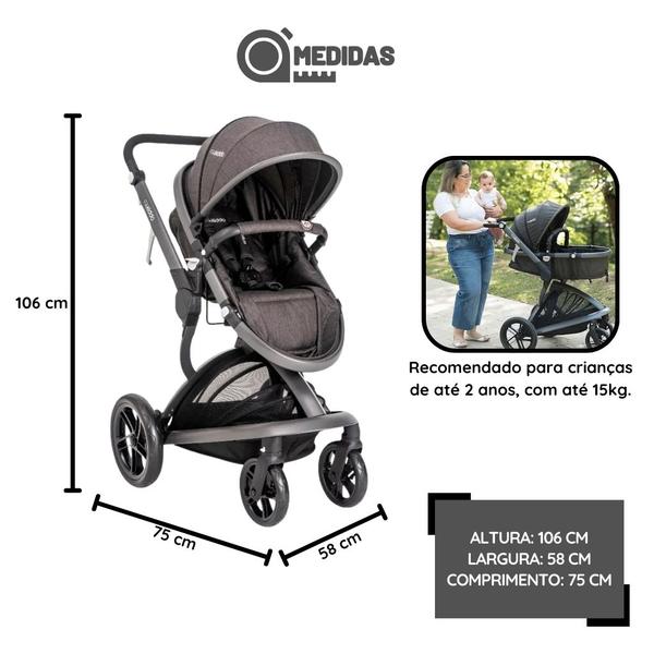 Imagem de Carrinho de Bebê Quantum Melange Preto (15 kg) - Kiddo