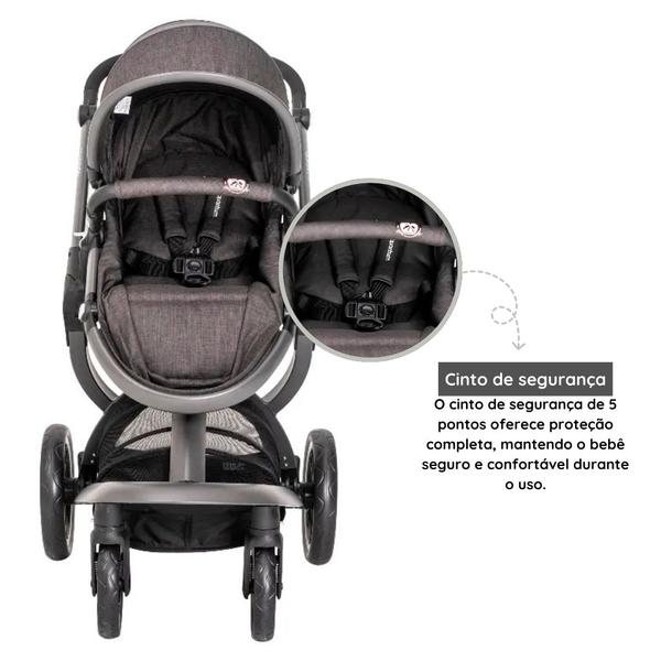 Imagem de Carrinho de Bebê Quantum Melange Preto (15 kg) - Kiddo