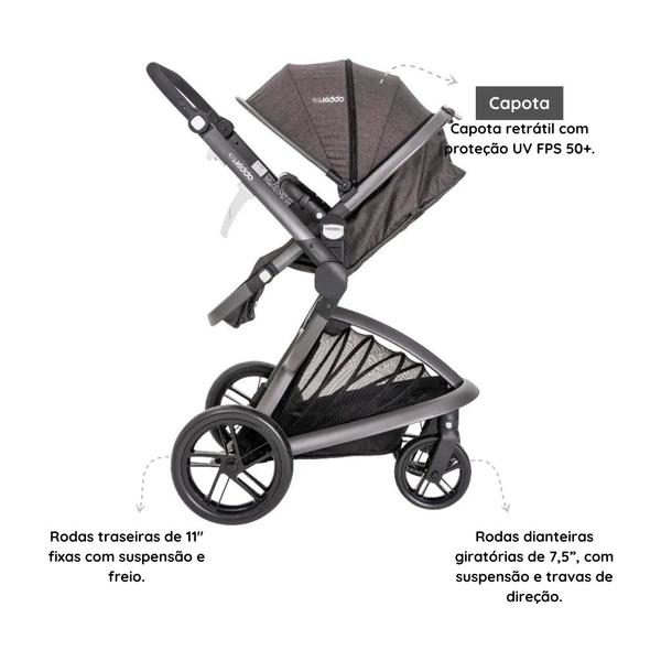 Imagem de Carrinho de Bebê Quantum Melange Preto (15 kg) - Kiddo