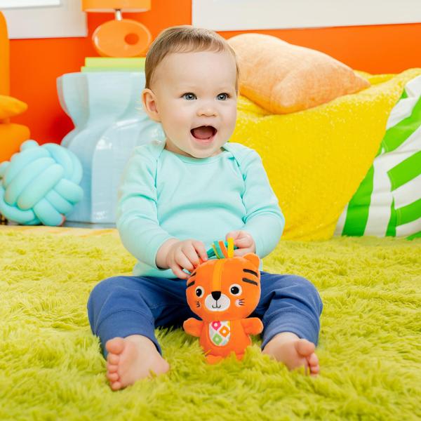 Imagem de Carrinho de bebê Rattle Toy Bright Starts Jingle Joy Tiger para recém-nascidos