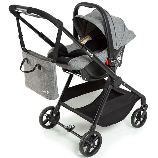 Imagem de Carrinho de Bebê Safety 1st Magnific 5 em 1 Berço Passeio Moisés Bebê Conforto Travel System Leve Compacto Dobrável Viagem 0-15Kg Cinza Base Carro