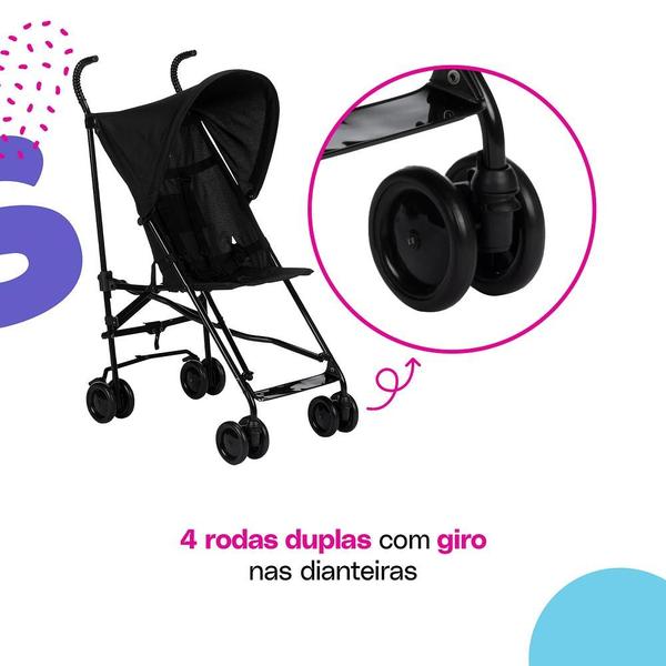 Imagem de Carrinho de Bebê Skinny 6 meses a 15 Kg Preto - Cosco