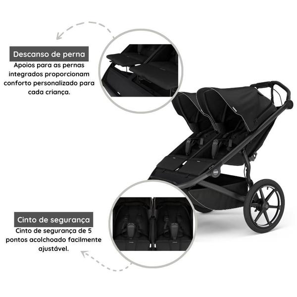 Imagem de Carrinho De Bebê Thule Urban Glide 3 Double 2 Bebês Preto