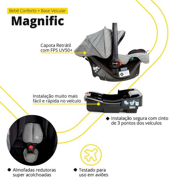 Imagem de Carrinho de Bebê Travel System Magnific 5 em 1  Cinza Grey Denim - Safety 1st