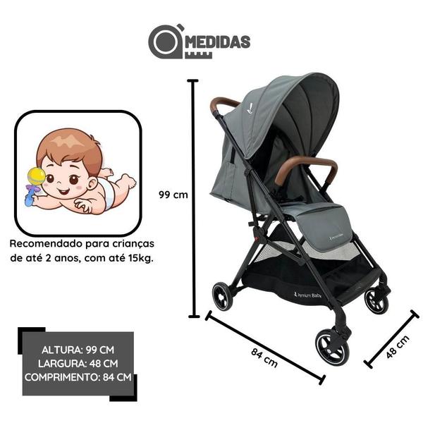 Imagem de Carrinho De Bebê Zurich Cinza/Preto (15 Kg) - Premium Baby