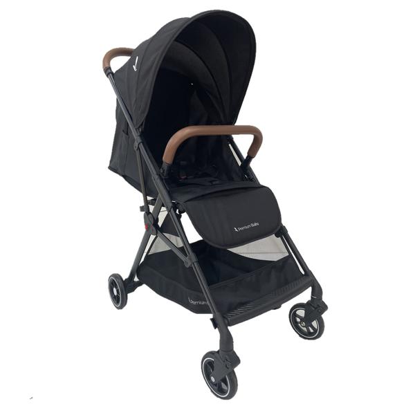 Imagem de Carrinho de Bebê Zurich Preto c/ Couro Marrom - Premium Baby