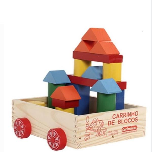 Imagem de Carrinho de Blocos - Carimbrás - Brinquedo Educativo Madeira