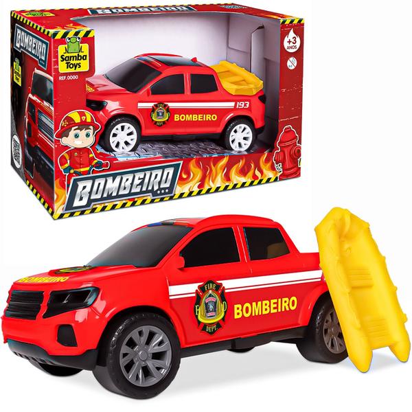 Imagem de Carrinho De Bombeiros Picape De Resgate Brinquedo Caminhonete Grande - Samba Toys