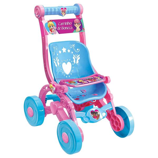 Imagem de Carrinho De Boneca +3 Anos Azul e Rosa Brinquedo Faz de Conta Infantil Decorado com Bandeja Lider - 228