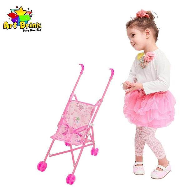 Imagem de Carrinho de Boneca Baby Infantil Brincar Mamãe Bebe Passeio Real