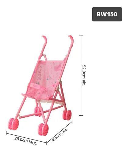 Imagem de Carrinho De Boneca Baby Passeio Dobravel Tipo Guarda Chuva Rosa Infantil Menina Criança Com Selo Inmetro 4198