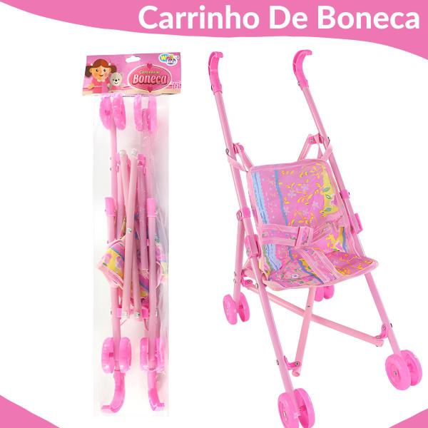 Imagem de Carrinho De Boneca Bebê Infantil Brinquedo Rebom Menina Passeio Dobrável