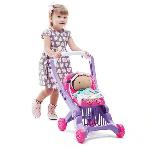 Imagem de Carrinho De Boneca Imaginativa Bebaby Brinquedo Para Passeios Infantis - Tateti