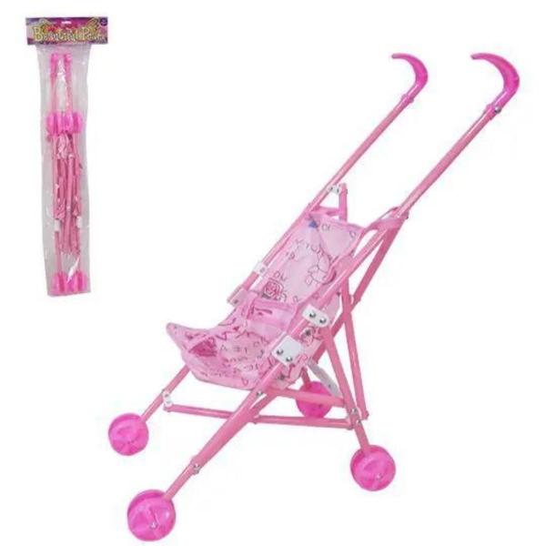 Imagem de Carrinho De Boneca Infantil Dobrável Rosa Menina Bebê Barato