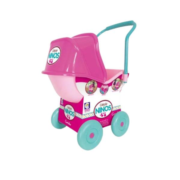 Imagem de Carrinho De Boneca Infantil Rosa Para Passeio 4 Rodas Coleção Ninos Baby Meninas Brinquedo Cotiplás