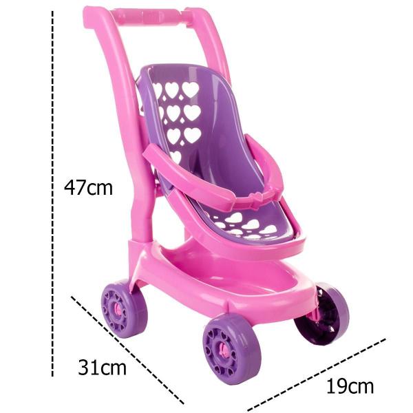 Imagem de Carrinho De Boneca Passeio Brinquedo Bebê Conforto Rosa