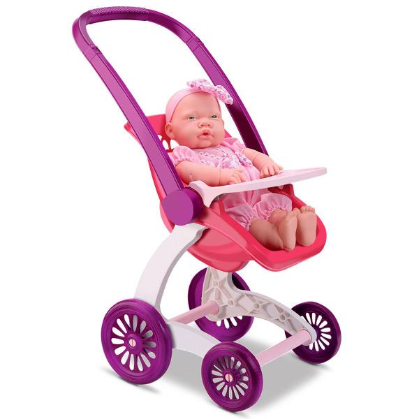 Imagem de Carrinho De Boneca Passeio Brinquedo Confort Meninas Rosa Reforçado