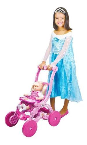 Imagem de Carrinho De Boneca Princesas Disney Rosa Líder Brinquedos