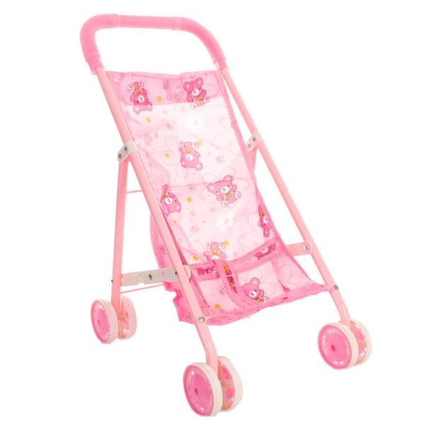 Imagem de Carrinho De Boneca Reborn Brinquedo Dobrável Metal Estampado Rosa