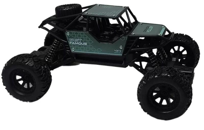 Imagem de Carrinho de Brinquedo Com Controle Remoto Big Foot Suspensão Off-Road Recarregável Verde Metálico