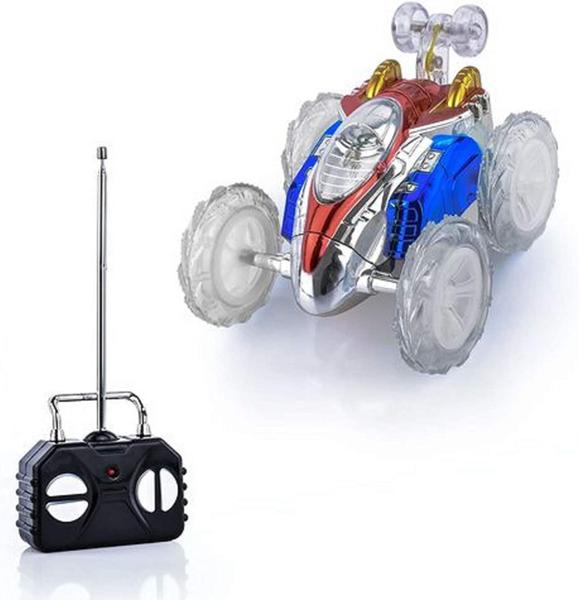 Imagem de Carrinho de Brinquedo Maluco com Controle Remoto Gira 360º com Luz e Som Full Azul