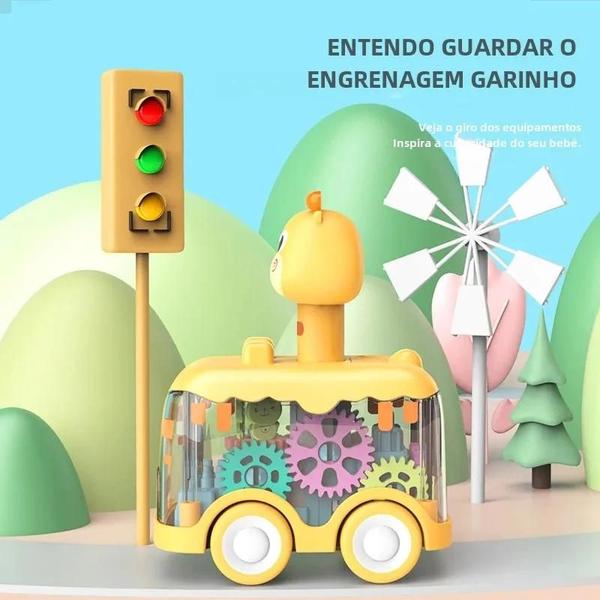 Imagem de Carrinho de Brinquedo Press Gear Infantil - Puxar e Empurrar - Puzzle Inercial com Animaizinhos