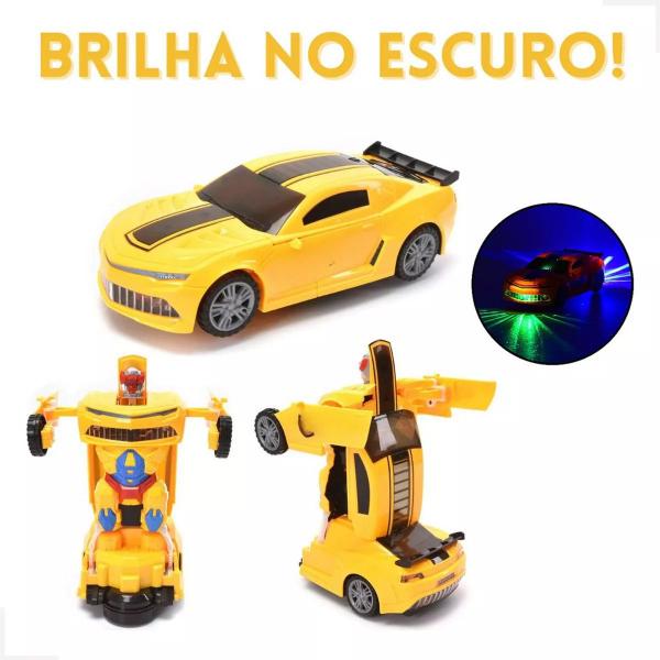 Imagem de Carrinho De Brinquedo Transformers Camaro Robô Som E Luz