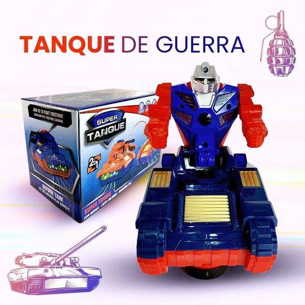 Imagem de Carrinho De Brinquedo Transformes  Tank De Guerra  Colorido Com Luz E Som Bate Volta.