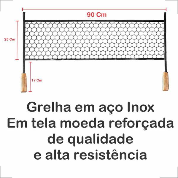 Imagem de Carrinho de Churrasco Churrasqueira Espetinho Inox Coifa Inox c/ 02 Grelhas Inox Tamanho 95x25 e Grelhas Reforçada