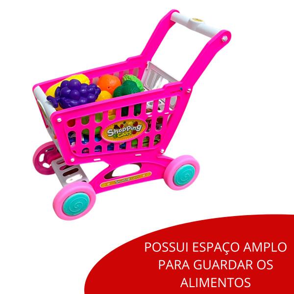 Imagem de Carrinho de Compras de Brinquedo Supermercado Infantil Rosa - Importway