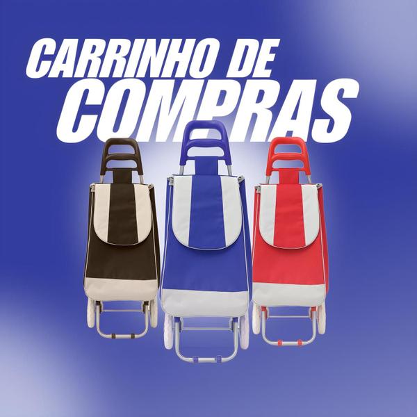 Imagem de Carrinho De Compras Feira Dobrável C/ Rodas Resistente 30 Kg