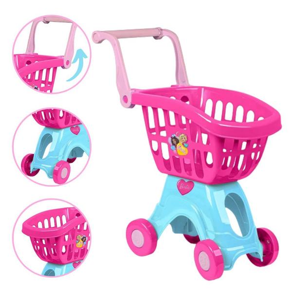 Imagem de Carrinho de Compras Infantil da Barbie 50cm - Cotiplás 2493