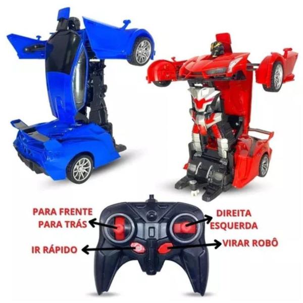Imagem de Carrinho de Controle Remoto Brinquedo Infantil Transformers Robô (Vermelho)