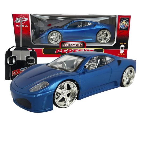 Imagem de Carrinho De Controle remoto Carro Ferrari F430 Azul Led