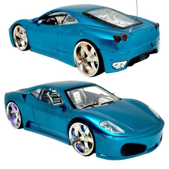 Imagem de Carrinho De Controle Remoto Carro Ferrari F430 Com Led Azul