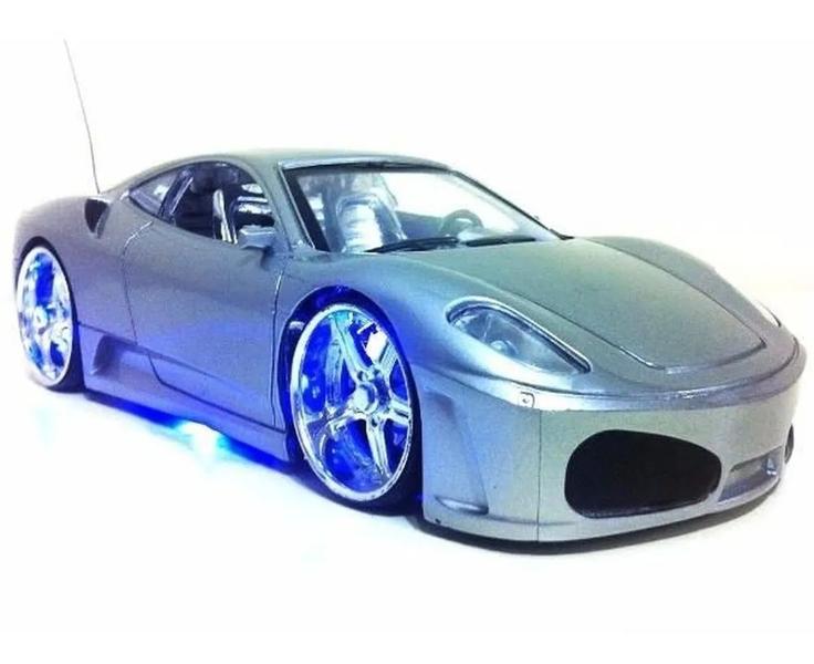 Imagem de Carrinho De Controle Remoto Carro Ferrari F430 Com Led Prata