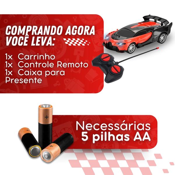 Imagem de Carrinho De Controle Remoto Com Farol Luz Linha Premium Cor Vermelho