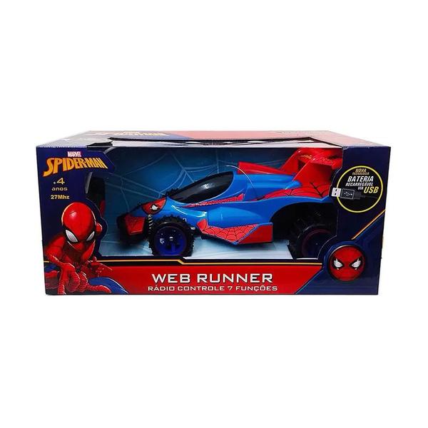 Carrinho de Controle Remoto Marvel Spider-Man Web Runner com 7 Funções - 5848 - Candide Imagem de Carrinho de Controle Remoto Marvel Spider-Man Web Runner com 7 Funções - 5848 - Candide