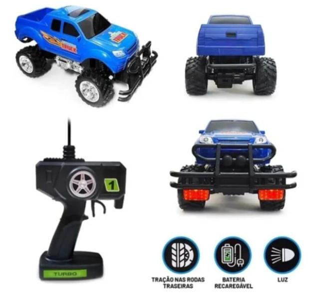 Imagem de Carrinho De Controle Remoto Monster Truck Azul Polibrinq