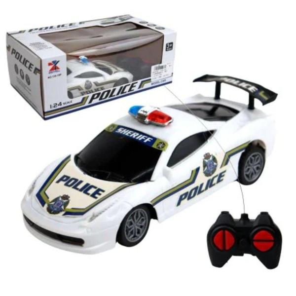 Imagem de Carrinho de Controle Remoto Policia Farol 4 Funções 1:24 - Ark Toys