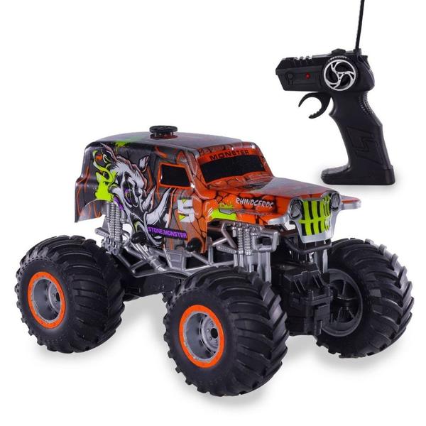 Imagem de Carrinho de Controle Remoto Recarregável 4X4 Solta Fumaça Big Monster Polibrinq