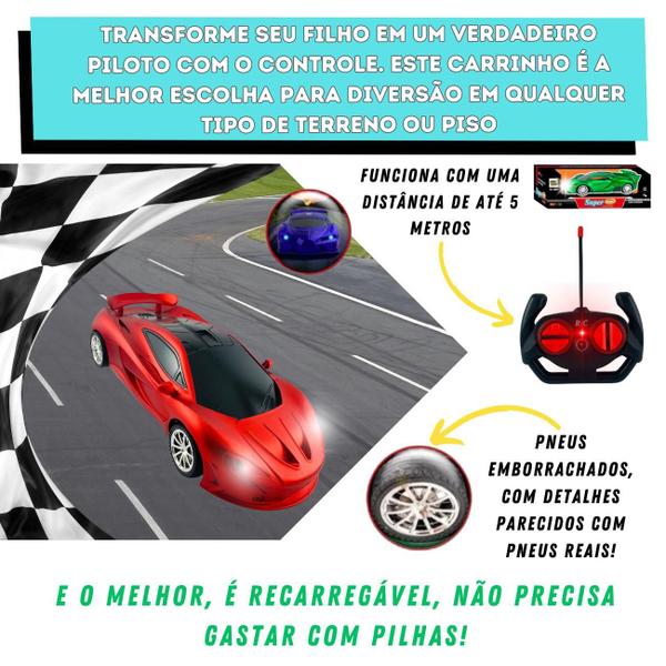 Imagem de Carrinho de Controle Remoto Recarregável Esportivo Automodelo Competição Super Veloz Aventura